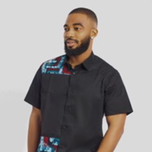 Sparo Men`s Ankara African Print Asymmetric Shirt, Mens Casual Short Sleeve Shir